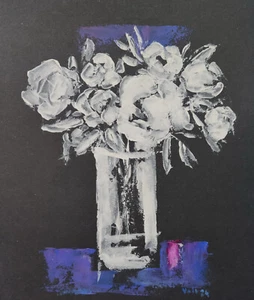 art drawings original hand painted paitings black paper - Picture 1 of 8