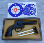Vintage 1970er Jahre sowjetisches Kunststoff Spielzeug Revolver & Box Pistole Pistole Cowboy Western UdSSR