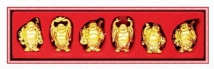 HONG TZE SAMMLUNG - SET MIT SECHS GOLDENEN STEHENDEN BUDDHAS - Bild 1 von 1