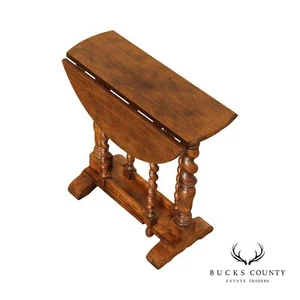 Baker Furniture Jacobean Style Oak Barley Twist Drop Leaf Table - Picture 1 of 12