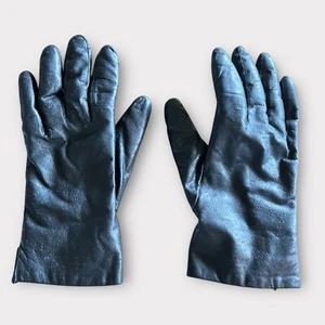 Vintage Betmar Genuine Rabbit Fur Lined Black Leather Driving Gloves Women’s Lg - Picture 1 of 7