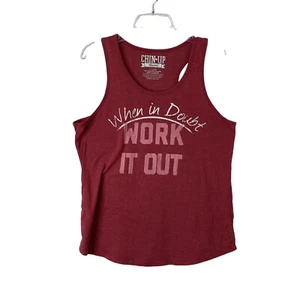 When In Doubt Work It Out Chin Up Womens Red Pullover Activewear Tank Top Sz XL - Picture 1 of 8