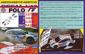ANEXO DECAL 1/43 VOLKSWAGEN POLO R WRC S.OGIER R.POLAND 2014 WINNER (12) - Picture 1 of 1