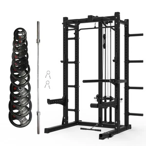 Pre Order Multifunctional Squat Rack Bundle - 155kg Ruber Weight Plates & Bar... - Picture 1 of 12
