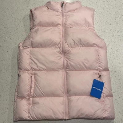 Columbia Pink Puffer Vest Zip Pockets Size Youth XL 18/20 Fits Women’s Large NWT - Image 1 of 4