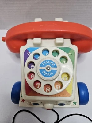 VINTAGE 1961 Fisher Price #747 Chatter Phone Rotary Telephone Pull Toy WORKS  - Изображение 1 из 4