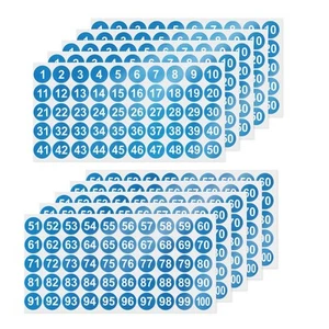Blue Consecutive Number Stickers 1 Inch 1-100 Vinyl Self-Adhesive Round Label... - Picture 1 of 9
