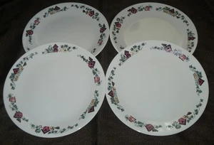 4er Set Corelle Corning Garden Home 10" Essteller Vogelhaus & Efeu EUC - Bild 1 von 3