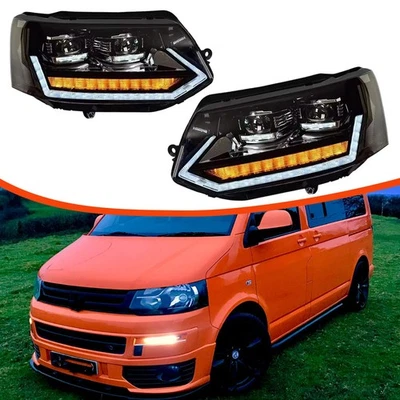 Voll LED Scheinwerfer für VW T5 Bus 2010-2015 Fern-/Abblendlicht mit Blinker - Bild 1 von 4