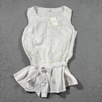 NWT J. Jill Womens Sz M Sleeveless Button Front Tank Top Blouse White Silk Blend - Image 1 of 4