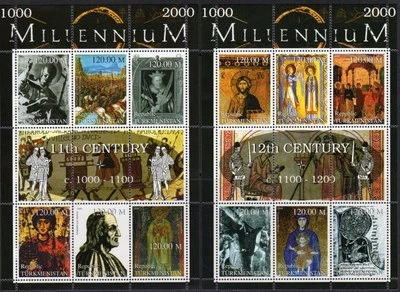 Turkmenistán 1999 MILENIO (1000-2000) 9 hojas de 6 + 3 hojas de 9 MNH Foto 1 de 4