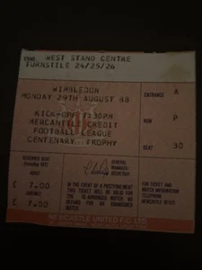 Ticket - Newcastle United V Wimbledon - 1988/1989 - Football League Trophy - Picture 1 of 1