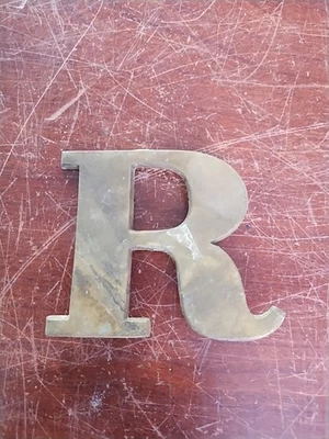 Vtg Antique Letter R Building Sign Name Brass Alphabet Architectural Salvage R - Image 1 of 2