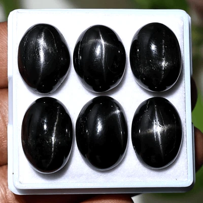 Chispa Celestial ~ 6 piezas Piedras Preciosas Cabujón Ovalado Raro Diópsido Estrella Natural 15-16 mm Foto 1 de 4