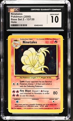 Ninetales Holo Base Set 2 13/130 NM CGC GEM MINT 10. - Image 1 of 2