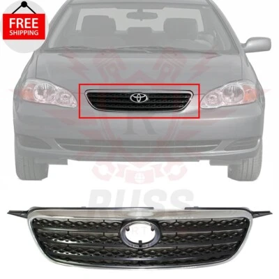 New Front Grille Assembly Chrome Shell Gray Insert Fits 2005-2008 Toyota Corolla Foto 1 de 4