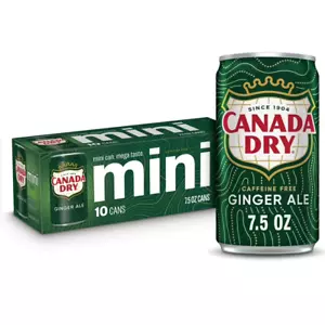 Canada Dry Caffeine Free Ginger Ale Soda Pop, 7.5 fl oz, 10 Pack Cans - Picture 1 of 10