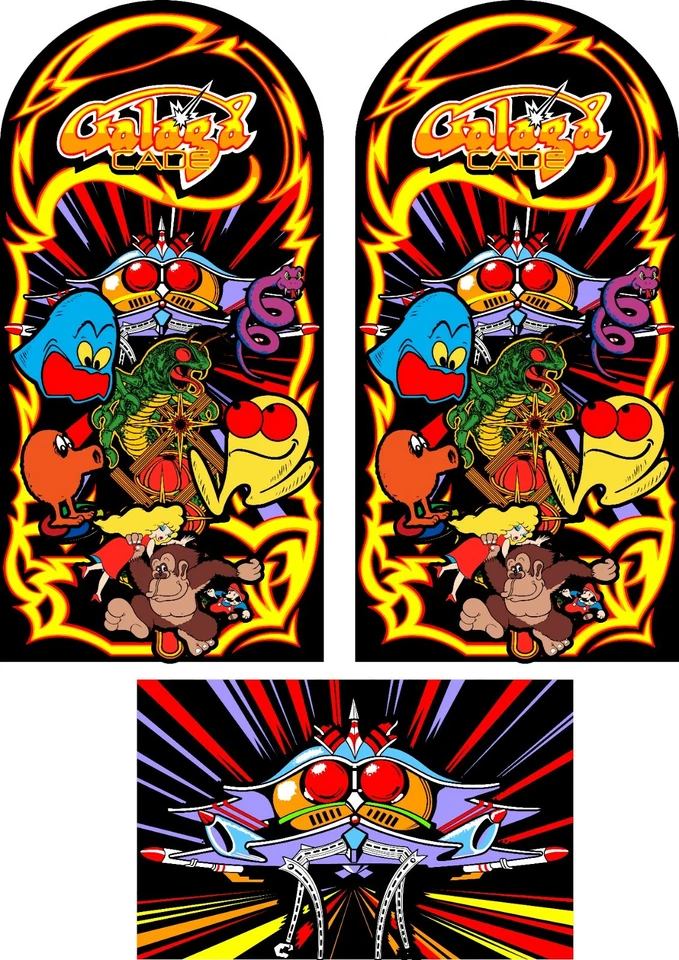 Multicade Mame Classics Side Art Arcade Cabinet Graphics Decals 3pc Stickers Set - Image 1 of 1