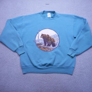 Sudadera Jerzees De Colección Para Hombre Grande Azulada Hierro sobre Arte Acabado a Mano Aspectos destacados - Imagen 1 de 11