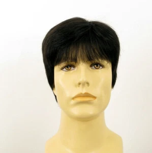 Peluca hombre cabello 100% natural negro FRED 1B - Picture 1 of 8