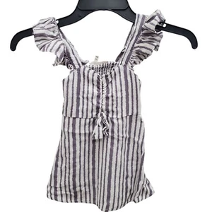 Jessica Simpson Girl's Dusty Purple White Stripe Flowy Sleeveless Ruffle Shirt 6 - Picture 1 of 6