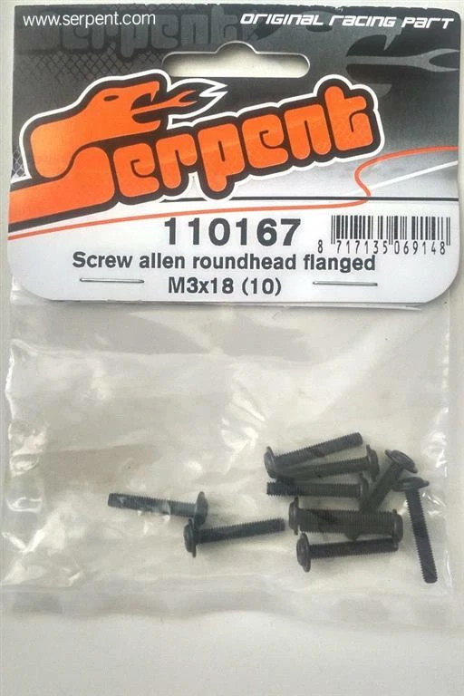 Serpent 110167 - Linsenkopfschraube mit Flansch Innensechskant M3x18 (10) - Bild 1 von 1