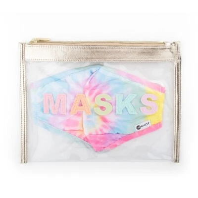 Miamica Two Piece Set - Metallic Gold Travel Mask Organizer and Tie Dye Mask - Image 1 of 2
