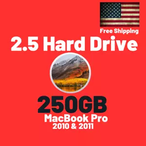 Macbook Pro 2010 2011 2012 Hard Drive SATA 250GB High Sierra OS - Picture 1 of 3