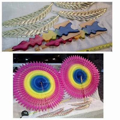 Lote De 2 PAPEL VENTILADOR RUEDA PASADOR DANESA AÑOS 80 GRANDE 3' DECORACIÓN FIESTA Mardi Gras 36"  Foto 1 de 4