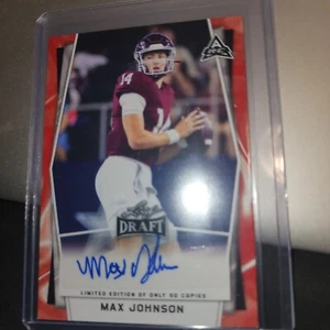 2022 LEAF DRAFT RED BORDER BA-MJ1 MAX JOHNSON ARC AUTO /50 - NC TARHEELS - Picture 1 of 3