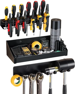 AHOWPD Wall Mount Hand Tool Organizer - Screwdriver Pliers Organizer, Hammer Holder