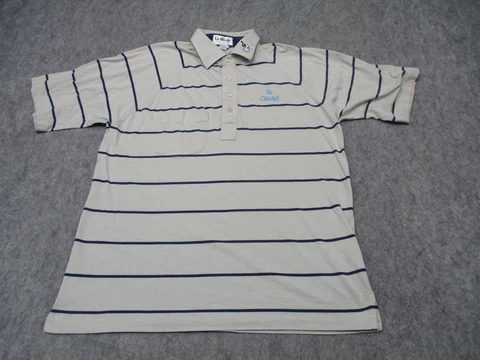 Citadel Bulldogs Shirt Mens Large Brown Blue Striped College LA Mode Polo Cover
