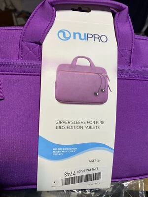 NuPro Zipper Sleeve for all versions of Fire Kids Edition 7 or 8" Tablets Purple - Image 1 of 2