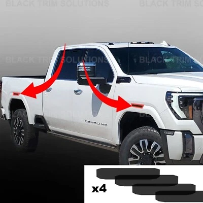 For 2024-2026 Gmc Sierra 2500 HD Dark Smoke Tint Side Marker PreCut Decals x4 - Image 1 of 2