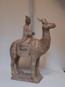 Seltene Reiterfigur Bonze auf Hirsch Tang China Terrakotta Antik wohl 19. Jhd. - Bild 1 von 20