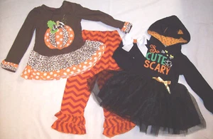 Girl Sz 4 AWESOME 4-Pc HALLOWEEN TUTU DRESS, LEGGINGS, APPLIQUED PUMPKIN TOP + - Picture 1 of 2