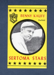 1977 SERTOMA puzzle card: BENNY KAUFF, Indianapolis Hoosiers Federal League NM