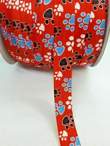 5 M Foe Fold Over Elastic Ribbon Crafts Sew Dog Paw Print Dress Headband 16 mm - Picture 1 of 3