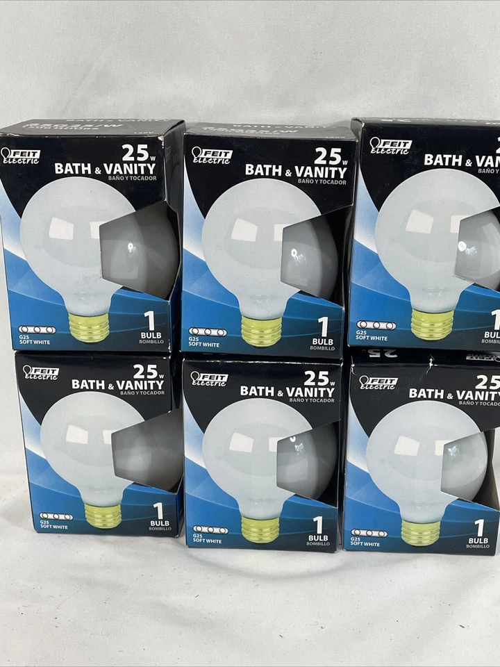 Feit 25W White G25 Bath And Vanity Bulbs 6 Packs - Image 1 of 1