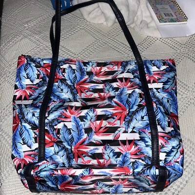 Tommy Bahama Tote Siesta Key Waterproof Striped Beach Bag Large Zips 17x14x4" - Image 1 of 4