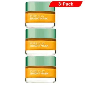 3-Pack L'Oreal Pure Clay Bright Mask, 50 ml 1.7 oz 10 Applications each - Picture 1 of 10