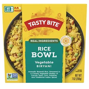 Tasty Bite Vegetable Biryani Rice Bowl, Ready to Eat, Microwaveable, Gluten - Picture 1 of 5