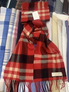 100% Lambswool tartan Scarf by Lochcarron | Red Asymmetric | Made in Scotland - Picture 1 of 8