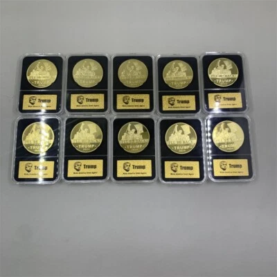 Moeda comemorativa 10 peças 2024 Donald Trump nunca se renda tiro caixa de moedas de ouro - Imagem 1 de 3