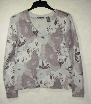 Suéter Hillard & Hanson Mujer L Púrpura Mezcla Angora Floral Cuello en V Manga Larga Foto 1 de 4