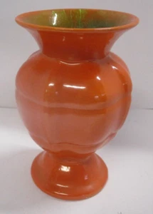 Stangl 1930s Vintage Art Deco Pottery Tangerine Orange Green Ceramic Vase #1906 - Picture 1 of 6