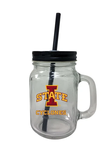 Iowa State Cyclones Mason Jar Tumbler Set-NCAA Mason Jar Glass 3 Pack Cover
