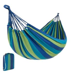2-Person Brazilian-Style Cotton Double Hammock w/ Portable Carrying Bag - Blue