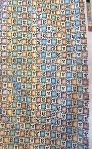 Vtg PEACE CREEK COLLECTION Spectrix HEARTS SQUARES LACE Cotton Fab BTY - Picture 1 of 2