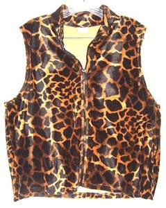 Fiorlini Int braun & schwarz pelziger Samt Animal Print gepunktet Weste Größe XL neu ohne Etikett - Bild 1 von 4